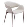 Set of Two Beige and Brown Upholstered Faux Leather Open Back Dining Arm Chairs