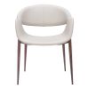 Set of Two Beige and Brown Upholstered Faux Leather Open Back Dining Arm Chairs