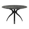 50" Black Faux Marble and Steel Pedestal Base Round Top Dining Table