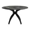 50" Black Faux Marble and Steel Pedestal Base Round Top Dining Table