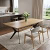 79" Brown and Red Wood and Metal Trestle Base Dining Table