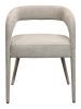 Set of Two Ivory Upholstered Linen Open Back Dining Side Chairs