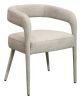Set of Two Ivory Upholstered Linen Open Back Dining Side Chairs
