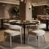 Set of Two Ivory Upholstered Linen Open Back Dining Side Chairs