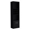 71" Black Wood Bar Cabinet With Two Doors