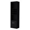 71" Black Wood Bar Cabinet With Two Doors