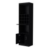 71" Black Wood Bar Cabinet With Two Doors