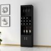 71" Black Wood Bar Cabinet With Two Doors