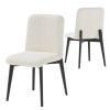 Set of Two White and Black Upholstered Boucle Dining Side Chairs