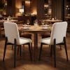 Set of Two White and Black Upholstered Boucle Dining Side Chairs