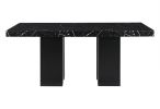 70" Black Faux Marble and Wood Double Pedestal Base Dining Table