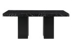 70" Black Faux Marble and Wood Double Pedestal Base Dining Table