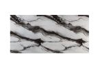 82" Black and White Faux Marble and Wood Double Pedestal Base Dining Table
