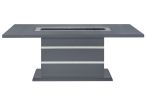 79" Dark Gray Faux Crystals Glass and Wood Pedestal Base Dining Table