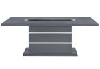 79" Dark Gray Faux Crystals Glass and Wood Pedestal Base Dining Table