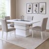 79" White Faux Crystals Glass and Wood Pedestal Base Dining Table