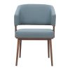 Gray and Walnut Faux Leather Open Back Dining Arm Chair