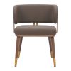 Brown and Walnut Upholstered Faux Leather Curved Back Dining Arm Chair