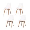 Set of Four White and Natural Heavy Duty Plastic Dining Side Chairs