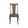 Set of Two Brown Solid Wood Slat Back Dining Side Chairs