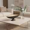 14" Black And Gold Aluminum Oval Pedestal Centerpiece Bowl