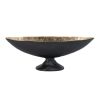14" Black And Gold Aluminum Oval Pedestal Centerpiece Bowl