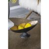 14" Black And Gold Aluminum Oval Pedestal Centerpiece Bowl