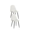 Set of Four Beige and Black Fabric and Metal Dining Side Chairs
