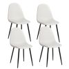 Set of Four Beige and Black Fabric and Metal Dining Side Chairs