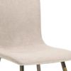 Set of Four Beige and Gold Upholstered Fabric Dining Side Chairs