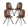 Set of Four Brown and Black Upholstered Suede Dining Side Chairs