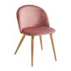 Set of Two Pink and Oak Upholstered Velvet Dining Side Chairs