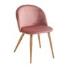 Pink and Oak Velvet and Metal Dining Side Chair