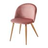 Pink and Oak Velvet and Metal Dining Side Chair