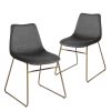 Set of Two Dark Green and Gold Velvet and Metal Dining Side Chairs