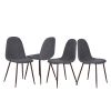 Set of Four Gray and Brown Upholstered Fabric Dining Side Chairs