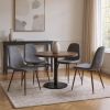Set of Four Gray and Brown Upholstered Fabric Dining Side Chairs