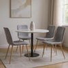 Set of Four Dark Gray and Gold Fabric Dining Side Chairs