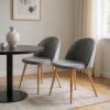 Set of Two Gray and Oak Velvet and Metal Dining Side Chairs