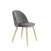 Set of Two Gray and Oak Velvet and Metal Dining Side Chairs