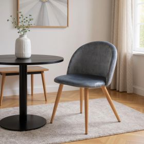 Charcoal and Oak Velvet and Metal Dining Side Chair