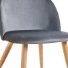 Charcoal and Oak Velvet and Metal Dining Side Chair