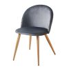 Charcoal and Oak Velvet and Metal Dining Side Chair