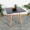 32" Black and Natural Wood Square Dining Table