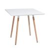 32" White and Natural Wood and Solid Wood Square Dining Table