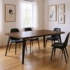 63" Dark Brown and Black Wood and Steel Dining Table