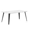 63" White and Black Faux Marble and Metal Dining Table