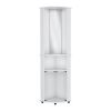75" White Wood Corner Bar Cabinet With Three Shelves
