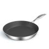 8" Black And Silver Stainless Steel Frying Pan