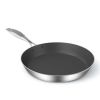 12" Black And Silver Stainless Steel Frying Pan